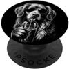 Retro Coffee Duck Toller Dog Meme Nova Scotia Duck Tolling Retriever Bere Caffè Ghiacciato Cane PopSockets PopGrip Adesivo