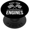 Retro Fan For Dad Vintage Humorous Sarca Divertente Avviare I Tuoi Motori Da Corsa Dicendo Sarcastico PopSockets PopGrip Adesivo
