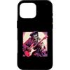 Halloween Retro 80s 90s Funny Scary Horr Custodia per iPhone 16 Pro Max Leonardo da Vinci Zombie Suonare la Chitarra Musica Musicista Italia