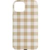 Simple Pattern Co Custodia per iPhone 15 Plus Motivo a quadretti beige crema | Plaid a scacchi neutri