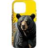 New Mexico Territory Symbols Gifts & Tee Custodia per iPhone 16 Pro Un orso di colore nero circondato da Yucca fiore New Mexico