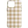 Simple Pattern Co Custodia per iPhone 16 Pro Max Motivo a quadretti beige crema | Plaid a scacchi neutri