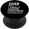 Diving Water Sports for Men Women Kids Y Definizione subacquea divertente grotta profonda acqua libera Salvataggio Drift PopSockets PopGrip Adesivo