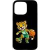 Bahaa's Tee Custodia per iPhone 15 Pro Max Leopard Basketball Mascot Dribbling Sports Graphic