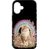 Cute cat with Rainbows and Wildflowers B Custodia per iPhone 16 Gatto cottagecore stravagante carino gattino boho ispirato alla natura