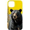 New Mexico Territory Symbols Gifts & Tee Custodia per iPhone 15 Plus Un orso di colore nero circondato da Yucca fiore New Mexico