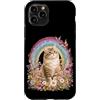 Cute cat with Rainbows and Wildflowers B Custodia per iPhone 11 Pro Gatto cottagecore stravagante carino gattino boho ispirato alla natura