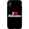 I HEART LOVE BLONDES Custodia per iPhone X/XS I LOVE CUORE BIONDI CAPELLI BIONDI