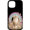 Cute cat with Rainbows and Wildflowers B Custodia per iPhone 15 Gatto cottagecore stravagante carino gattino boho ispirato alla natura