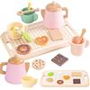 Tmefoy Set Tazzine Gioco Bambina in Legno, Set da Te Bambina Educativo, Accessori da Cucina, Stoviglie per Bambole Della Dimensione Perfetta per i Più Piccoli, 16 Pezzi per Bambine e Bambini