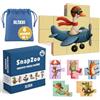 Bloxxi Puzzle Cubi Magnetico Bambini +3 Anni - 16 Cubi Magnetici Educativi - 6 Puzzle Animali - Gioco Montessori Creativo Logico e Motricità Fine - Gioco da Viaggio Senza Schermo
