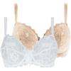 Sans Complexe - Arum - Set di 2 Reggiseni a Coppa con Ferretti - Pizzo - Donna - Bianco + Beige - 4C