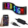FLAIDO Cartello Led Programmabile：47x12cm Flessibile Display LED, Insegna Luminosa LED Sostegno Testo, Digitale, Animazione Display, programmabile Controllo app ricarica USB per Negozi, Feste, Pubblicità