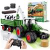 HappyGoLucky Trattore Telecomandato per Bambini, 2.4GHz, 1:16 Camion Telecomandato Fattoria Giocattolo con Luce, Rimorchio, Regalo Bambino 3-12 Anni Maschio, Regali Natale Bambini 2025 Halloween