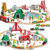 SainSmart Jr. Set di 112 treni in legno per bambini piccoli - Treni bifacciali compatibili con Brio, Thomas, Melissa & Doug - Giocattolo in legno perfetto per ragazzi e ragazze