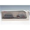 Schuco Autobus VW T2 con rimorchio VW Golf I GTI, modellino di auto pressofuso di alta qualità in scala 1:87, modellino auto 1:87, modello da collezione, H0