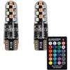 A2ZWORLD 2 Pezzi LED T10 W5W 194 168 RGB, Lampadina 34mm Multicolore per Auto 12V, 18 SMD 2016 1.2W 260lm, con Telecomando