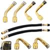 HRMGJH Set di 8 estensioni per valvole per pneumatici, prolunga per valvola auto, adattatore 45°, 90°, 135° + 2 adattatori in gomma flessibile da 180 mm, adatti per auto, moto