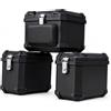 Baannaww Set Valigie Moto 3 Pezzi 95L Nero Top Case e Borse Laterali con Schienale in Schiuma Serratura Inox 304 Guscio Rigido Resistente all'Acqua per Portapacchi Touring