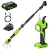 Greenworks Forbice Elettrica 24V con Asta Telescopica 1,29-2,00 m, Motore Brushless, Lame Acciaio, Apertura 22/32 mm, Display LED, con Batteria 2,0Ah & Caricatore USB-C 30W LP24BLA1