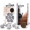 Q-workshop 1x Set Dadi RPG Geralt White Wolf The Witcher 8pc + Moneta Q-Workshop