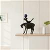 Scultura Di Cavallo Con Sfera, Statua Di Cavallo Nera Opaca Con Figura Equestre,