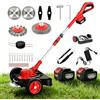 SnowDream Decespugliatore con batteria e spazzola per erbacce, 22,9 cm, senza spazzole, con 2 batterie da 4,0 Ah, 21 V, con 4 tipi di lame, per tagliare il giardino