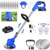 AUTOFU Decespugliatore a batteria, decespugliatore elettrico con batteria e caricabatterie, impugnatura regolabile, tubo telescopico, testina girevole a 90°, 10 lame, adatto per giardini, prati e arbusti