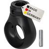 BAUHELD® Occhiello per Markisen in plastica [Prodotto in Germania] - Supporto per manovella della tenda da sole con gancio a sfera [rotondo] - Occhiello per manovella in nero - RAL9005 - Foro 10mm