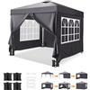 Bonnlo Gazebo da Giardino Pieghevole 3x3 Impermeabile con 4 Pareti Laterali | Tenda, Tenda da Ombra, Tendone da Giardino Esterno con Zip per Feste ed Eventi, Borsa da Trasporto Inclusa (Grigio)
