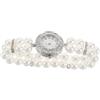 jojofuny Bracciale in Plastico e Lega Design Vintage Elegante con Perline Bianche Resistente Graffi, Accessorio Versatile Orologio da Donna per Feste di Natale
