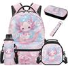 SEANATIVE Zaino per bambini, set da 5 pezzi con borsa termica per il pranzo, Axolotl Ciliegia Rosa, Zainetto