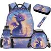 SEANATIVE Zaino per bambini, set da 5 pezzi con borsa termica per il pranzo, Drago stellato viola, Zainetto