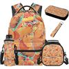 SEANATIVE Zaino per bambini, set da 5 pezzi con borsa termica per il pranzo, Capibara Frutta Arancia, Zainetto