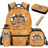 SEANATIVE Zaino per bambini, set da 5 pezzi con borsa termica per il pranzo, Capibara Arancione, Zainetto
