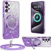 XCYYOO Cover Brillantini con Cordino per Samsung Galaxy A52/ A52S,Custodia Trasparente Antiurto Silicone TPU con Laccio Tracolla Supporto Case,Cover con Collana per A52/ A52S Samsung,Viola