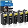 NINETEC Inchiostro compatibile con PGI-520 XL (nero) per stampanti Canon 520, Pixma iP3600, iP4600, iP4600X, iP4700, MP540, MP550, MP560, MP620, MP630, MP640, MP980, MP990, MX860 , MX870 set da 5 pezzi