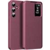 Nshkeji Cover per Galaxy S26 Plus Clear View, custodia Smart View, Flip Folio Cover a libro, custodia a portafoglio per Samsung Galaxy S26 Plus Clear View, 360 Full Clapet Protection Case (Rosso)