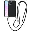 VooDirop Custodia in Silicone per iPhone 15 Plus da 6,7 pollici, Nera, a Tracolla con Cinturino, Cordino Regolabile