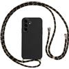Vauki Custodia per Samsung Galaxy A27 con cordino per Samsung Galaxy A27, in morbido silicone TPU, antiurto, con cordino da appendere, nero