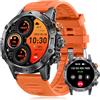 Oliimptek Smartwatch Uomo, 1,53 HD Orologio Smart Watch con Chiamate, 24/7 Cardiofrequenzimetro, Sonno, Notifiche Messaggi, Fitness Tracker Android iOS Nero-Arancione