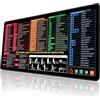 Keltorio Tappetino per mouse XXL, Excel Shortcuts, tappetino da scrivania tedesco, grande, 900 x 400 mm, multifunzione, comodo, tappetino da gioco con Windows Word-PPT per ufficio, gioco/casa/desktop (nero)