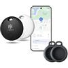 HH-Tech Tracker Bluetooth (confezione da 2 + 2 protezioni) per dispositivi Android, funziona con Google Find My, Find Hub, Tracker, ricerca oggetti, traccia facilmente portafoglio, borsa, valigia e