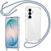 Coiwxmoi Cover per Samsung Galaxy S26 con Cordino, Custodia Trasparente con Regolabile Collana Ultra Sottile Antiurto AntiGraffio TPU Silicone Bumper Protettiva Case con Laccio Tracolla, Blu