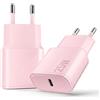 TYW Caricatore USB C, 2 Pack 25W Presa USB C per iPhone 17/16/15/14/13(rosa)