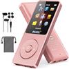 RUIZU Lettore MP3 da 64 GB con Bluetooth 5.3, schermo da 1,8, lettore musicale portatile, radio FM, registrazione vocale, riproduzione audio e video digitale 80H, supporta 128 GB, rosa