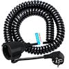 HITRENDS Cavo Schuko Spiralato 15 mt Prolunga 16A 3680W 3x1.0 mm² Nero | Cavo a spirale Schuko estensibile fino a 15 m, meno grovigli di cavi, flessibile e ideale per officina