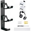 harzifu Supporto Cuffie Controller, 3 Livelli Supporti da Parete per Controller, Universale Porta Portacuffie Compatibile con Xbox Series, PS5, PS4, PS4, Switch, Pulse 3D Headset, Senza Foratura