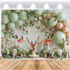 ASDCXZ Palloncino Sfondo Compleanno 2.2x1.5m, Palloncino Verde Giungla Cervo Ragazza Ragazzo Compleanno Sfondo Fotografico Principessa 1 ° Compleanno Baby Shower Festa Decor Banner Studio Puntelli