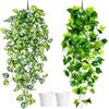 VEEKAY 2 Pezzi Piante Pendenti Artificiali,Simulazione Pianta Appesa,Edera Finta Pianta Artificiale Pothos Decorativa,piante pendenti finte per Balconi, Giardini, Soggiorno